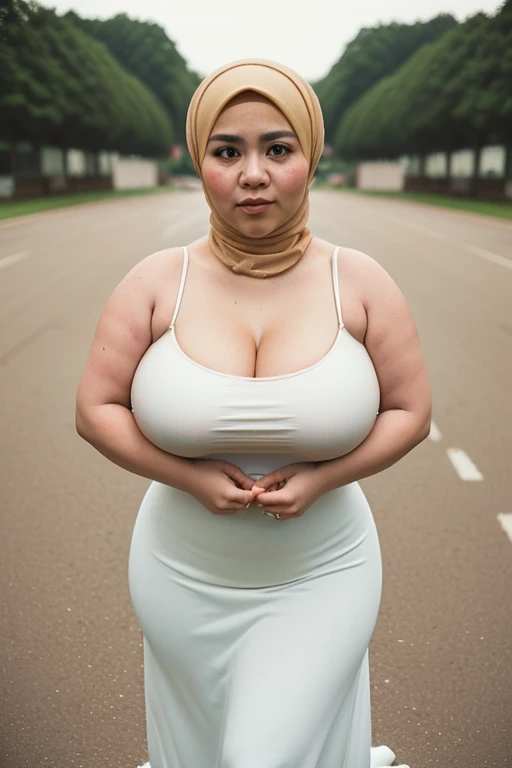naked fat woman, naked woman in hijab, big stunning giant goddess shot, Very delicate eyes, ((black and white thin wide t-shirt) big, see-through ,Too much,big and gloomy,big little song , (((masterpiece)) ), ((best quality))), ((intricate details)), ((Surrealism))(8k))