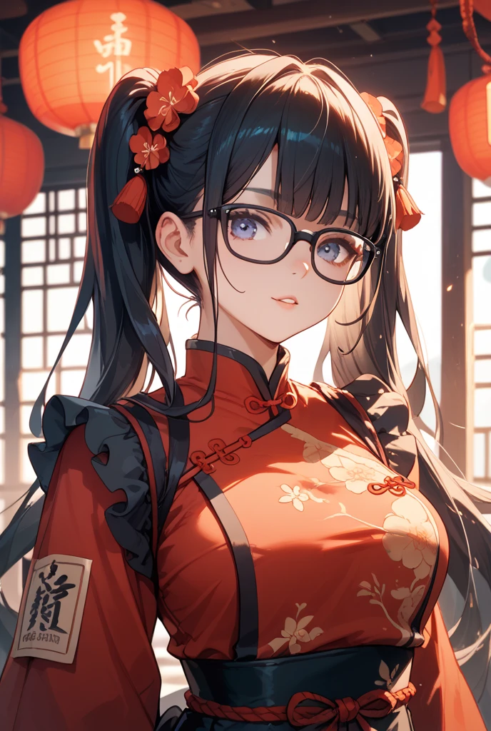 chinese woman, (glasses, laughy smiling:1.2), fully clothed, fully dressed, curve, photo realistic, expressive, everything is in ultra high-definition, ultra HD, ultra high resolution, everything detailed, rare, flexible, complex, unique, ultra realism