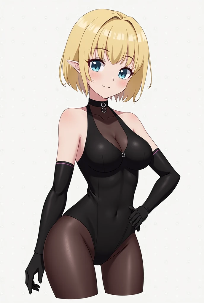 One boy, suzuya aki, nijisanji, Virtual YouTuber, Blonde,short hair,bangs,Green Eyes, bare shoulders, (fishnet bodysuit:1.2), fishnet legwear, fishnets, gloves,, purple bodysuit,,,otoko no ko,Flat Chest,Cowboy Shot,masterpiece,highest quality,Super detailed、,Bobcut, (Green Eyes:1.5), blonde, ,smile,blush, , (bulge:1.4), Covered testicles, blush, ,animal_Pause ,Droopy eyes,Big eyes,thin