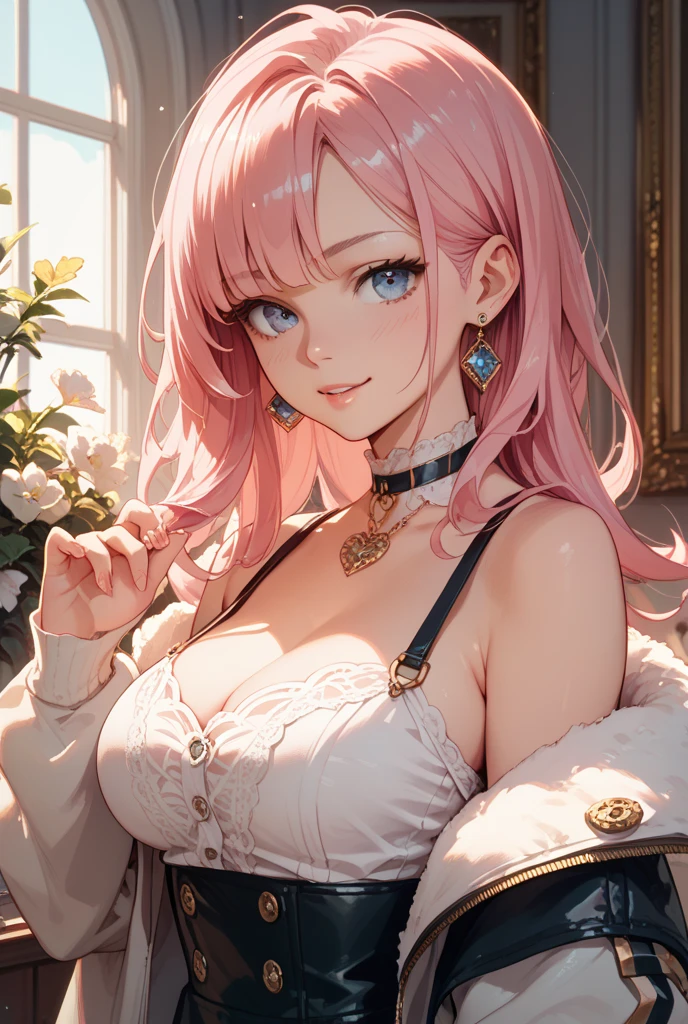 (Masterpiece, BestQuality:1.3), (ultra detailed:1.2), (hyperrealistic:1.3), (RAW photo:1.2), High detail RAW color photo, professional photograph, (Photorealistic:1.4), (realistic:1.4), (Pink Hair:1.5), professional lighting, perfect ???????, (Big Breasts:1.2), (blush, detailed face), (A happy smile:1.7), sexly, erotic sexly, Random sexy gravure poses, (A girl wearing a red off-the-shoulder dress and gold bracelets、Smiling and holding a glass of wine in a luxurious hotel lounge。:1.3)
