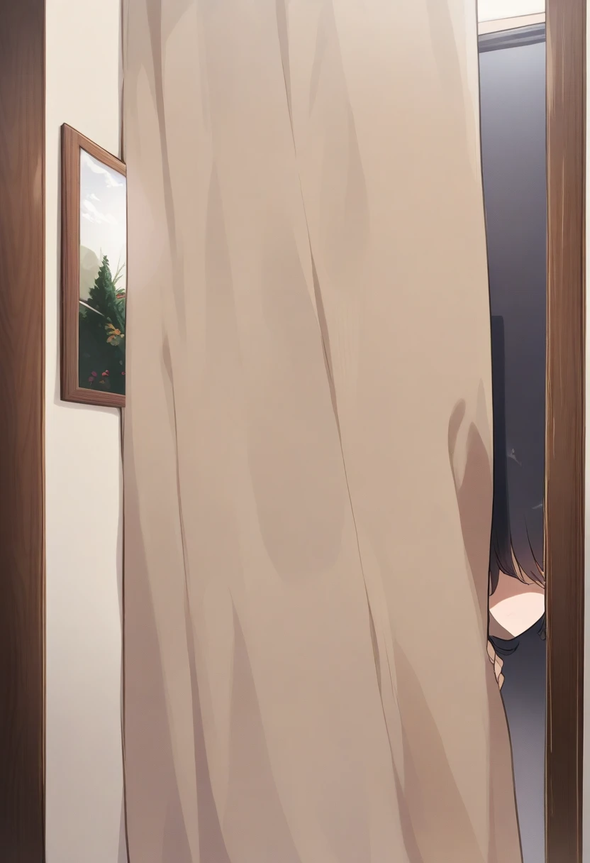A naked girl with black hair, short bob, small breasts, and pale pubic hair is crying in disgust while standing in a Japanese-style room with her hands tied behind her back. Her nipples are erect.、From head to ankle