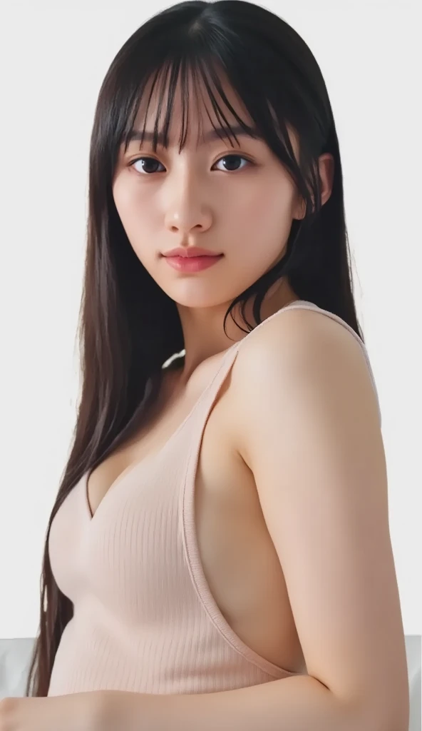 (ultra-realistic realism), (illustratio), (high resolution), (8K), (extremely detaile), (best illustration), (Beautiful and delicate eyes), (Best quality), (Super detailed), (tmasterpiece), (Wallpapers), (Detal Face), Tik, (dynamicposes), Full body image of a person with long hair and (redtank top), hinata hyuga, hinata hyuga from naruto, from naruto, as an anime character, perfect anime face, she has dark blue hair with tied up , female anime character, anime characters, best anime girls, style hime cut hair, dark blue hair, pink lips, light purple eyes, smile,huge bearsts,big tits, use neck hair konoha logo headband style,pretty face:1.3) mini sarong), (with bikini) red clothes
