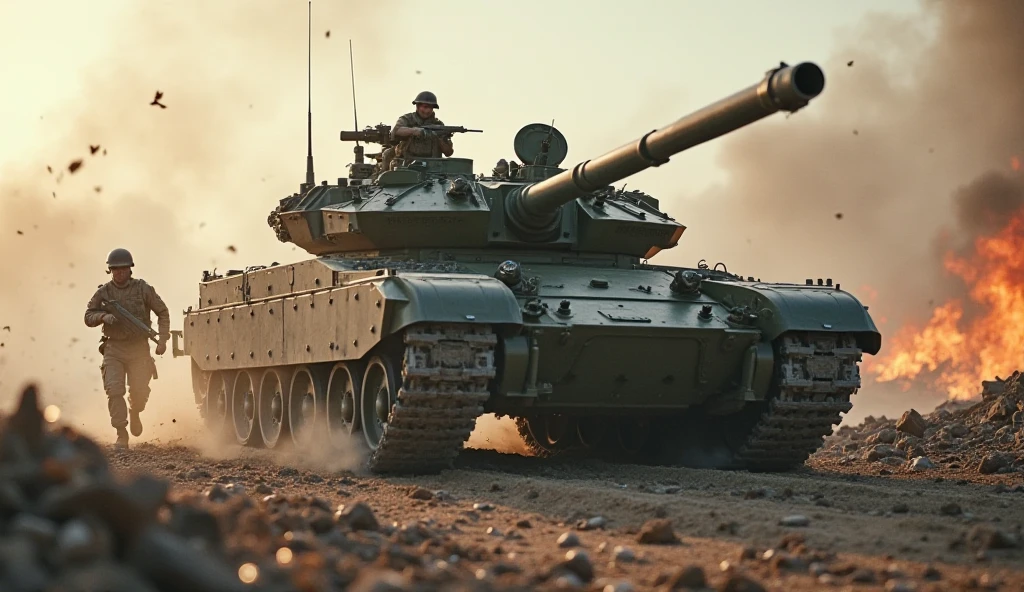 armored tank in futuristic battlefield