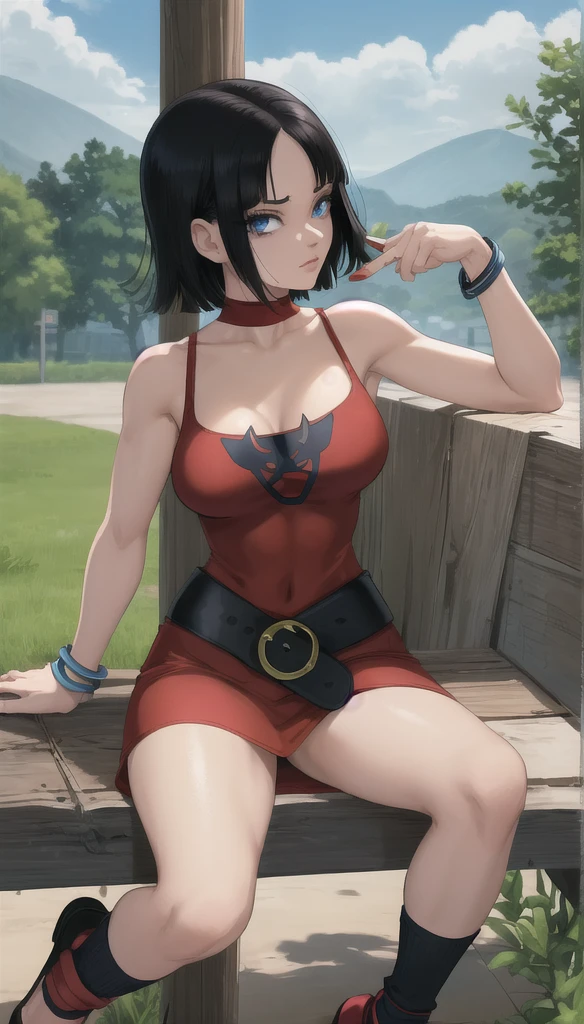 1 woman, 30 years old, perfect face, perfect eyes, MILF, mature, Bigger breasts, big breasts, slim waist, Extra long legs, sexy, porn show, only, (Bottom with: bamboo forest, dicks) She has very short black hair, standing, Sweating profusely, drenched body, seen from the front, straight hair, mostly cloudy sky, (((masterpiece)), (very detailed Unity 8K CG wallpaper), best quality, cinematic lighting , detailed background, beautiful eyes, bright, green eyes, ultra-detailed, masterpiece,), facing the camera, (upper body image), high resolution, ultra-detailed), revealing breasts, bulge, open legs, sexy posture , camel toes, hurried complexion, facade, slave collar (wearing: red baseball jacket, black leggings, sports shoes), full body, show shoes