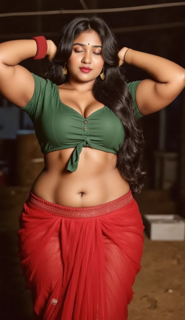Foto RAW, photorealistic, photography, full body shot, master shot, perfect eyes, goddess like beauty, pierced eyes, perfect thick chubby mallu Desi aunty bhabhi, Wearing a Stanapatta, a chest-band.Saree model, model Photography, Indian saree shoot, Indian traditional wear advertising photography, traditional wear brand shoot, face of Indian actress Sonakshi Sinha, masterpiece, realistic, realism, incredible details,  pleasure, photorealism, detailed skin, skin pores, high contrast, photorealistic Artstation 8k HD digital art trend of high definition and detailed realistic skin texture, ultra detail, realistic skin texture, armature, best quality, ultra high definition, (photorealistic:1.4),, high resolution, detail, raw photo, sweat, Re sharp, by Lee Jefferies Nikon D850 Film Stock Photo 4 Kodak Portra 400 Camera F1.6 Lens Rich Color Ultra Real Realistic Realistic Textures Dramatic Lighting Unreal Engine Trending at Art Station Cinestill 800,(pele altamente detalhada: 1.2), 8k UHD, DSLR, soft-lighting, alta qualidade, grain of film, Fujifilm XT3,she didn't like to wear blouse or bra, she is happy to wear only saree, she hates blouse or bra, detailed hairy armpits, hyper realistic skin, skin pores, sweat, veins, 