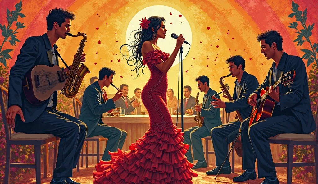 Generate an image with the name “G. DANIELA” on the theme of salsa music 