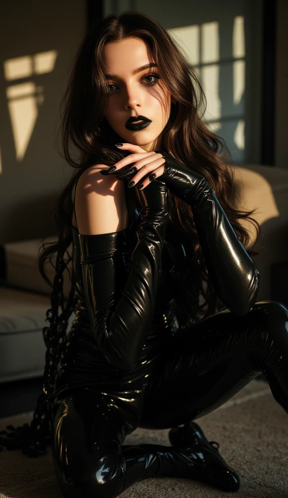 "((Obra maestra))(The best lighting, alto contraste, oscuro, dramatic, Acabado fotorrealista),(mujer ensangrentada, Latex lingerie, he is screaming, enfado, Llorosos),(mujer abraza a Cthulhu), viejos gritando, gorilas, Serpientes. Luz Caravaggio"