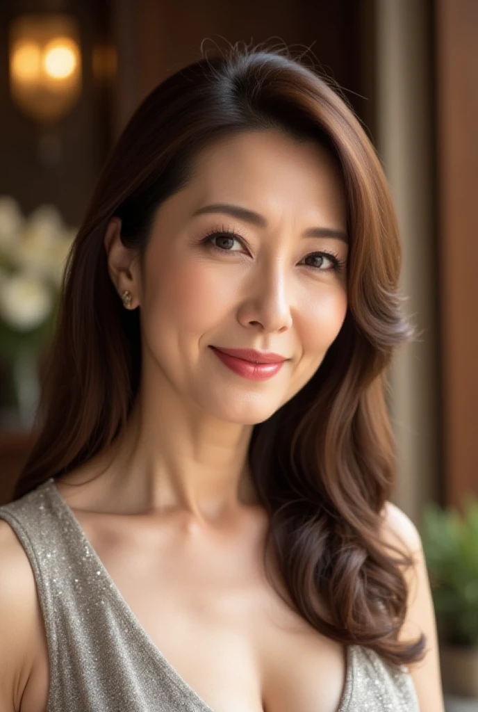 Mature Japanese woman, 48 years old, ultra realistic, high resolution