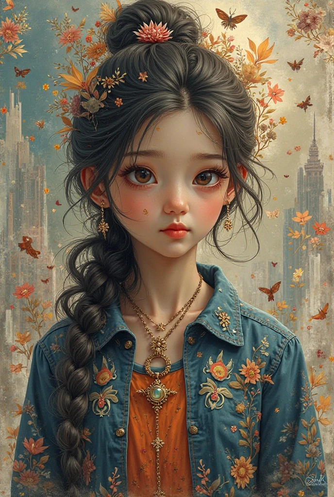 ((Realistic lighting, beste-Qualit, 8K, tmasterpiece: 1.3)), Clear Focus: 1.2, (En plein air, the night: 1.1), City streets, Super beautiful face, Beautiful eyes, double eyelids, An incredibly adorable little girl with a backpack accompanied by her adorable cat enjoys a beautiful spring walk surrounded by beautiful yellow flowers and natural scenery. with very detailed facial features and visuals (Butterfly Dance).