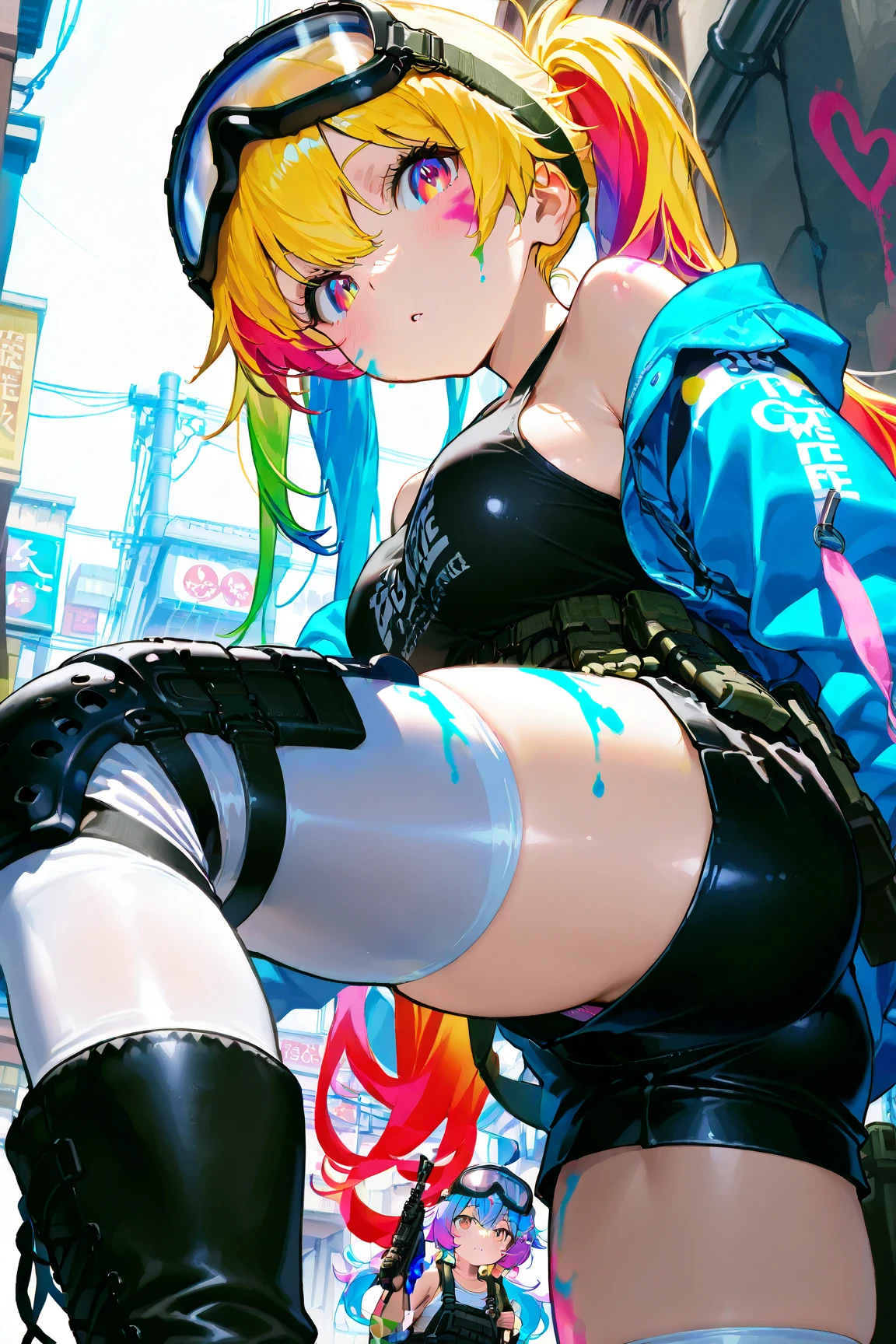 Rainbow Dash, , lila Augen, enge Yoga Hose, Underboob, bending over, schwitzen , dicker Hintern, Nacht, Zimmer