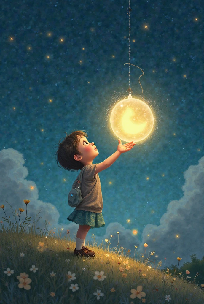 touching lives while touching moon create a drawable photo
Portrait include boy