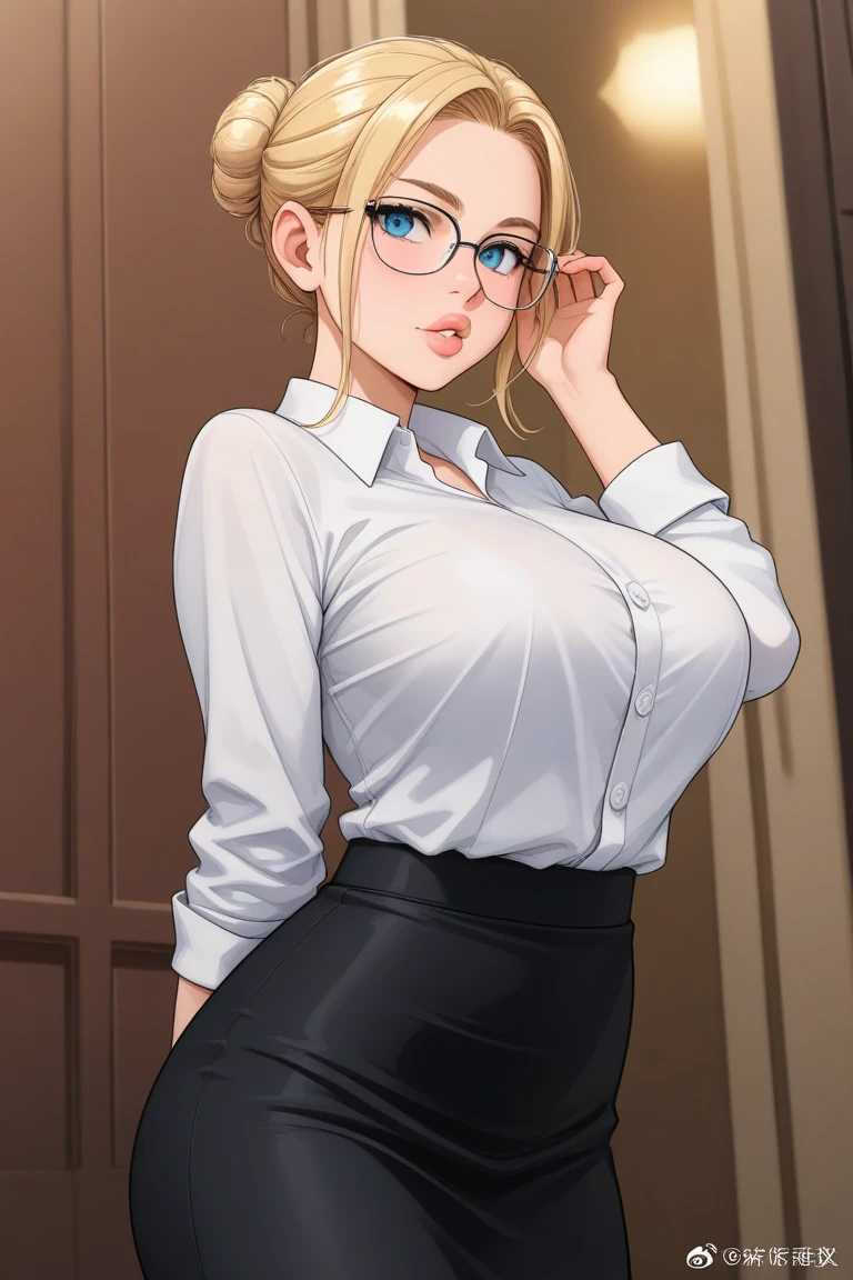 NSFW:1.5,masterpiece, 最high quality, high quality, High resolution, high quality texture, high quality shadows, High resolution, Beautiful details, Detailed CG, Detailed Texture, Realistic representation of face, Realistic, colorful, delicate, Cinematic Light, Side light, Lens flare, Ray Tracing, sharp concentrated, (1 Girl,concentrated:1.3), ( Intricate details, compensate, PureErosFaceV1:0.5), (細部まで美しいdelicateな顔, 緻密で美しいdelicateな瞳, Perfect Facial Proportions, Dense skin, Optimal ratio of four fingers to one thumb, Arms under chest, medium breasts, Wide Hips, Smooth upper abdomen, Tilt,middle hair ,wavy hair , Without hands, 30 years old,Blue Eyes,Glasses, Study,Office Lady, Navy uniform,Glasses,White shirt, Black tight skirt,Black Stockings,machine,adultery,house wife,curvy,supright straddle, bich, sweat,missionary,seductive gaze, the gaze of true love, lips of temptation, A look full of compassion ,a smile full of love, i love you, Acting lovey-dovey, air fortress hair, blonde hair
