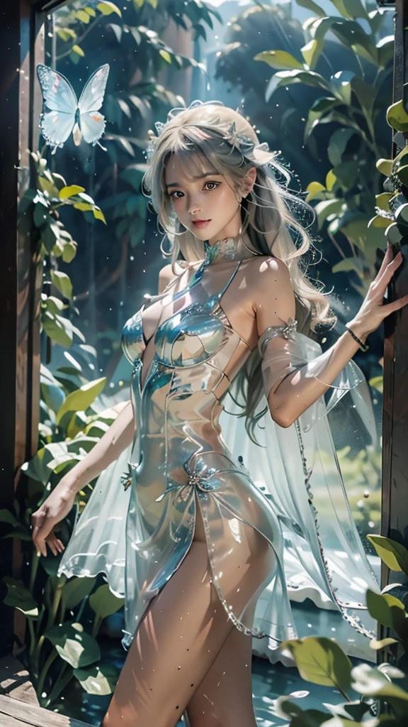 ( Masterpiece, White and vivid colors, (Exposed:1.2), (nipple:-0.9)), (((Renbutsu Misako|Misako Renbustu))), ((face variations)), { Navel | pretty Ass }, portrayed in the best quality and high resolution. The image should be ultra-detailed, realistic, and photorealistic with a touch of rawness. concept art. The color tone should be vibrant and vivid, enhancing the overall visual impact. (Whole Body proportions and all limbs are anatomically accurate), (Vivid Colorful light shines through the delicate stained glass). delicate limbs, Detail of sparkling oiled ivory skin, (short Bob, delicate wear), Whole Body proportions and all limbs are anatomically accurate .
