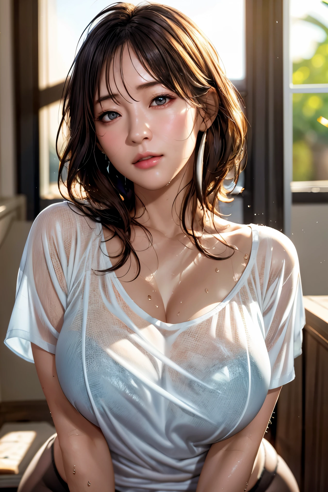 High resolution, High resolution, 1 girl, alone, angle from below, chest exposed, fluffy chest, cleavage,ぼっ起nipple, 固nipple,, troubled expression,red face, sweaty, soaking wet, See through, lift the skirt,彼女はスカートをhandで持ち上げて見せました.、 crotch line, hip line, , beautiful leg line, water droplets running down the legs, Lower body soaking wet, My waist was wet, excessive crotch splash, Three-dimensional effect of body parts, realistic skin texture, focused on feet, kneel down, spread your knees, bright room, , lighting from below,medium hair,not wearing underwear、not wearing a bra、not wearing pants、thin pubic hairは丸見え、nippleも丸見え、胸から下はnot wearing clothes、全naked、素っnaked、not wearing clothes、stand with your legs straight、i don't'don't wear anything on bare skin、All my breasts are exposed、not wearing underwear、片方でlift the skirt'hand、pubic hair exposed、thin pubic hair、beautiful pubic hair、はだけてchest exposed、シャツを着てないのでnippleが丸出し、I can see your breasts、nippleが丸出し、nippleが丸出し、handでシャツを引っ張りnippleを見せている、handでシャツを引っ張りnippleを見せている、handでシャツを引っ張りnippleを見せている、naked、belly button、nipple、胸元をぐっと開いてnippleを見せる、belly button、belly button丸出し、belly button及びnippleが丸出しになっている状態