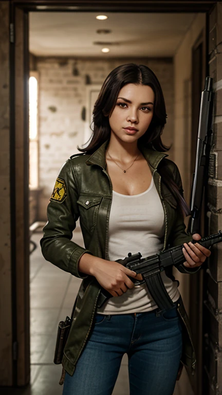 a photo-realistic video game crossover, and lana del rey in a playground with call of duty military gear, minecraft blocks and elements, y el juego mobile legends characters, highly detailed, cinematic lighting, vibrant colors, epic composition