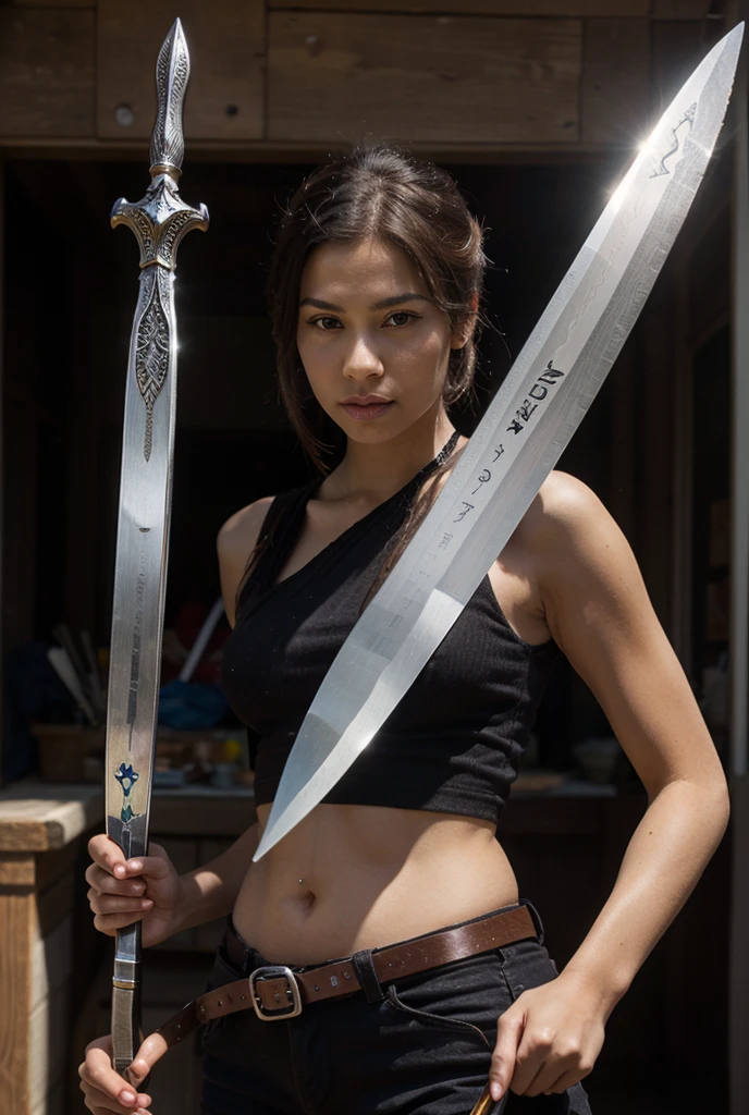 Make a photo of the Caladbolg sword in the AQW game
