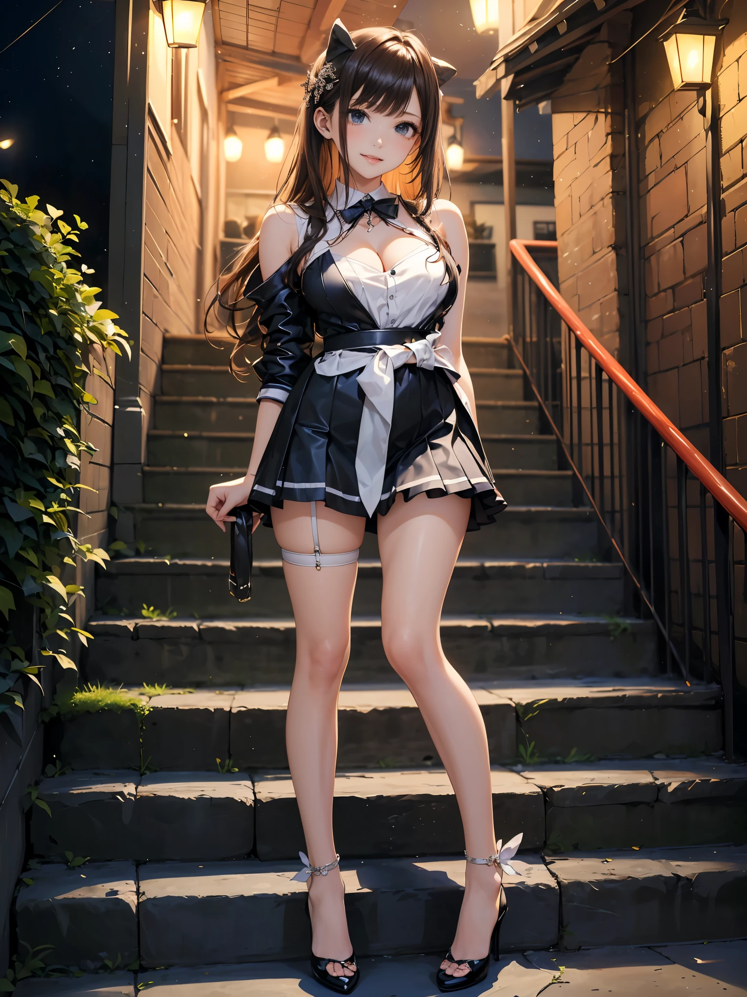 Chocolate covered horror idol、whole body、good style、、、、、Tight mini dress covered in chocolate and bats、full of chocolate、glowing haunted house、chocolate hair