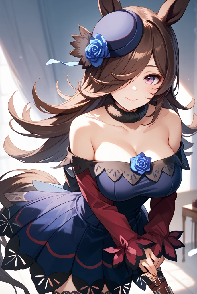 (Best Picture Quality, 4K, High Quality, Masterpiece:1.2), ((Masterpiece)), High Detail, High Quality, (HDR,16k, RAW Beautiful Girl Portrait, Best Picture Quality, Masterpiece:1.2), (Ultra-Definition Illustration), flower petal, beautiful light, gorgeous wedding dress, sleeveless, wedding veil, embarrassed, lace,1 girl,MihonoBourbon \(umamusume\), (smile: 1.6), horse ears, Horse tail, proportional body, proportional., Wedding Dresses, Red Wedding Dress, Long skirt, wedding, mediuml breasts, ,bara, Standing in the middle of a flower garden, outdoor, wedding, The sky is beautiful, Both hands hold a bouquet of flowers, View viewers from the front., Thigh strap, Head tilt,