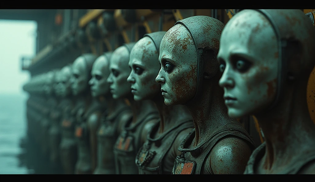 dramatic close-up shot, (beautiful woman:1), replikant, inside an abandoned space station science fiction,  complex parts, high contrast,
(Beksinski&#39;work, methurlant), cinematic, cinematic light,  filling the frame, vibrant, star wars  style,  decrepit space station, as if shot on Kodak Porta 400 and Cinestill 800 film, with a Leica M10 camera, yielding a distinct, filmic quality. 

