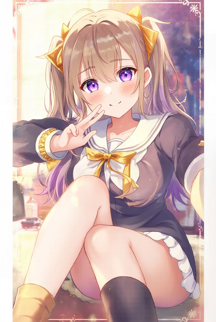 Anime girl with cat ears and pink skirt posing for a photo, she has dark hair with long braids, dwarf girl, grey eyes, bottom view, blushed, no panties, I see your pussy, lying on the wooden floor, spread and raised her legs, legs raised up, small pussy, close-up, spreads pussy with hand, She is satisfied, tight pussy, tight pussy