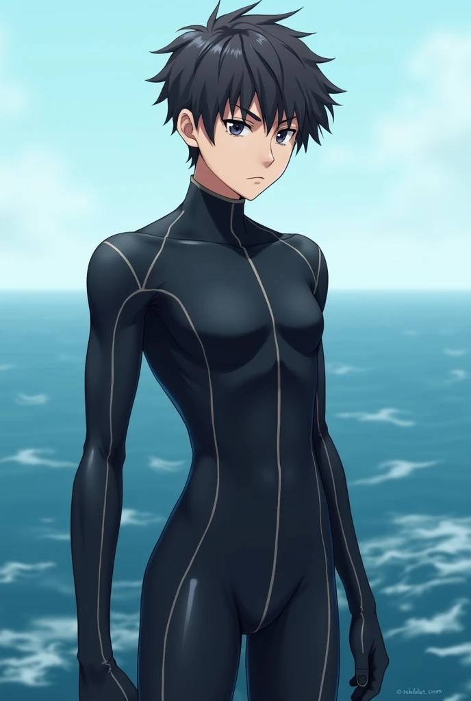 (masterpiece), ((sfw)), best quality, expressive eyes, perfect face, mature male, (1boy, adult Man, young adult, young man), solo, red hair BREAK bob cut, green eyes BREAK (tanned skin, tanned male), black bodysuit, desert, sand, landscape, sunset sky, bored face, standing 