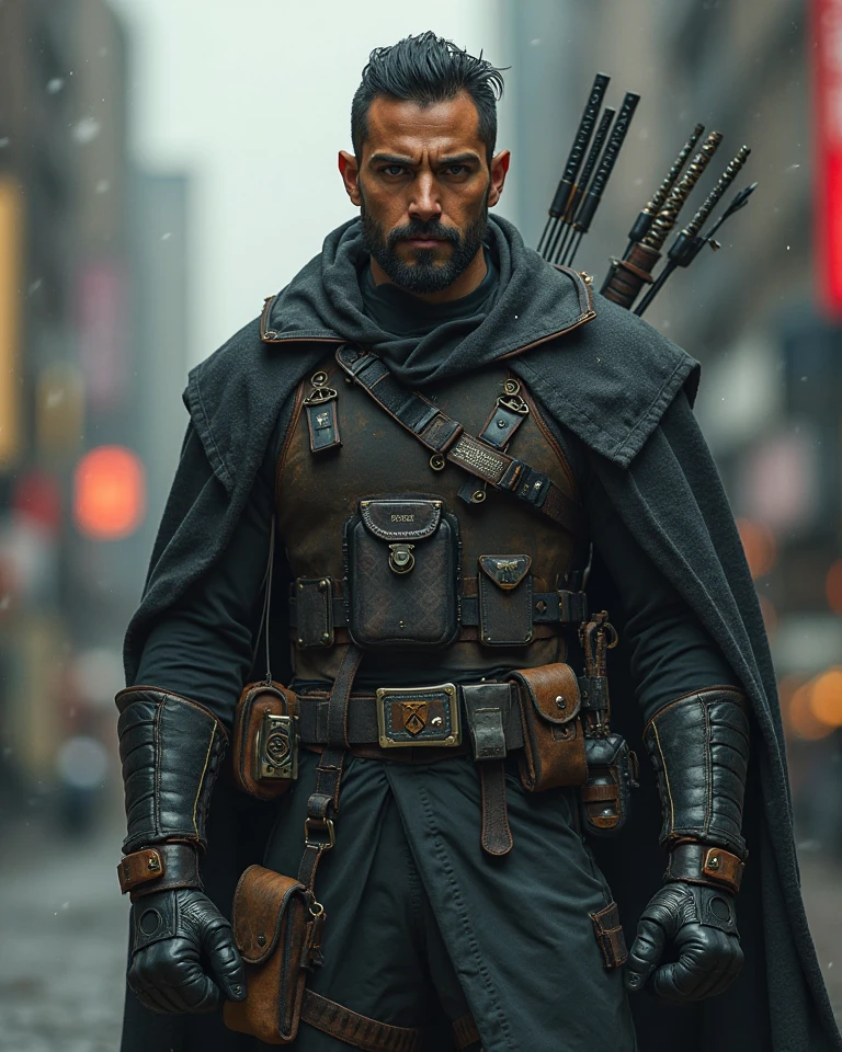 portrait orc warrior, in street cyberpunk