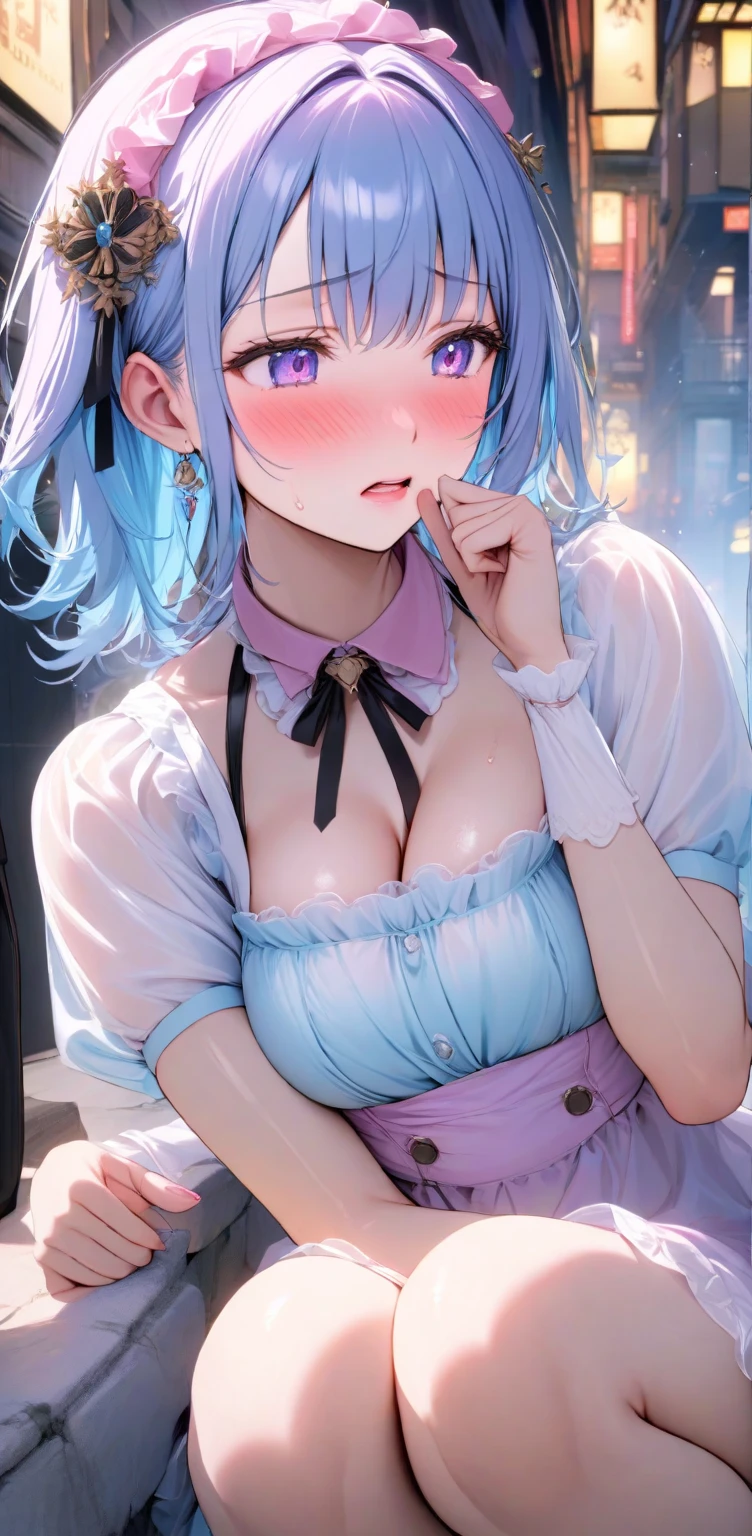 Absurd, Super detailedな,(In 8K:1.3),Masseter muscle area,(masterpiece:1.2)、(Highest quality)、4K、Super detailed、(Movement Structure:1.4)、(Shining Lights、Atmosphere lighting), High resolution, Best Quality、(One girl:1.4),Super detailedな,Bright colors、Treebreak Production Art、(Warm color light source:1.2),High-level image quality、Fine image quality、Intricate details,Volumetric Lighting,Realism BREAK、Profile、 Idol face、、Very beautiful face and eyes, Beautiful images、natural make up、 big eyes,、 (Small breasts)、(glossy skin :1.5)、(Baby Face:1.5)、(crying pose:1.4)、 (white background:1.2) 、 (ight blue hair,short hair、twintails)、 (Pink,Good, fullback panties:1.4)、 orgasm face