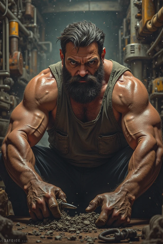 Bearded man exercising