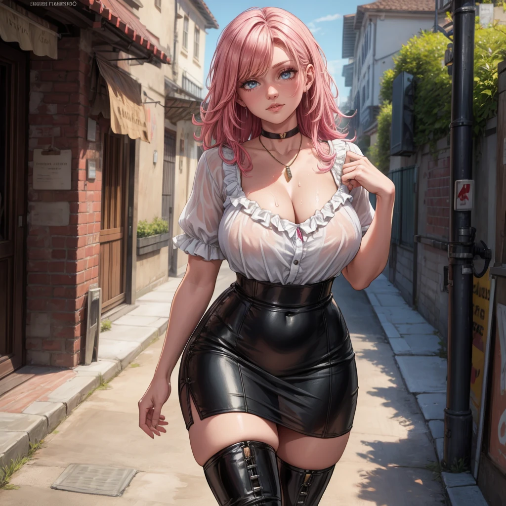 3DMM, standing on the ground, Depth of scenery, master piece, (realistic:1.2), estilo de desenho animado realista, round eyes, big head, ShortstackBT, SAGGING BREASTS!, (SFW)!, 1 mini girl, rosto redondo, (POV: você está em uma loja de convenience, when a Mini girl student approaches and starts looking in the same section. She eventually picks up on something you were also interested in.), (cabelo sedoso, cabelo brilhoso), magrela, pestle waist, fino e grosso, [parte superior do corpo (tiny) (magrelo:1.0)!, seios cheios, HUGE BREASTS], BLUE and pink dressing! , [tiny waist:2.0]!, [parte inferior do corpo (MAIOR:1.0) (Huge ASS) (quadril enorme:1.5) (COXAS GROSSAS:1.5) ], postura relaxada, lust, pele macia, Em uma loja de convenience com iluminação natural em um ambiente tranquilo e aconchegante, Unreal engine, sharp focus, Melhor qualidade, High definition, ultradetalhado, luz e sombra, ambient lighting, texturizada, post production, post-editing, detalhes intrincados, Anime realista, mini  girl, boa forma, CORADA, fleshy lips, mini anime GIRL as naughty, Dynamic Pose, best angle, footwear, convenience,realistic detailed scenery, Felicidade e alegria