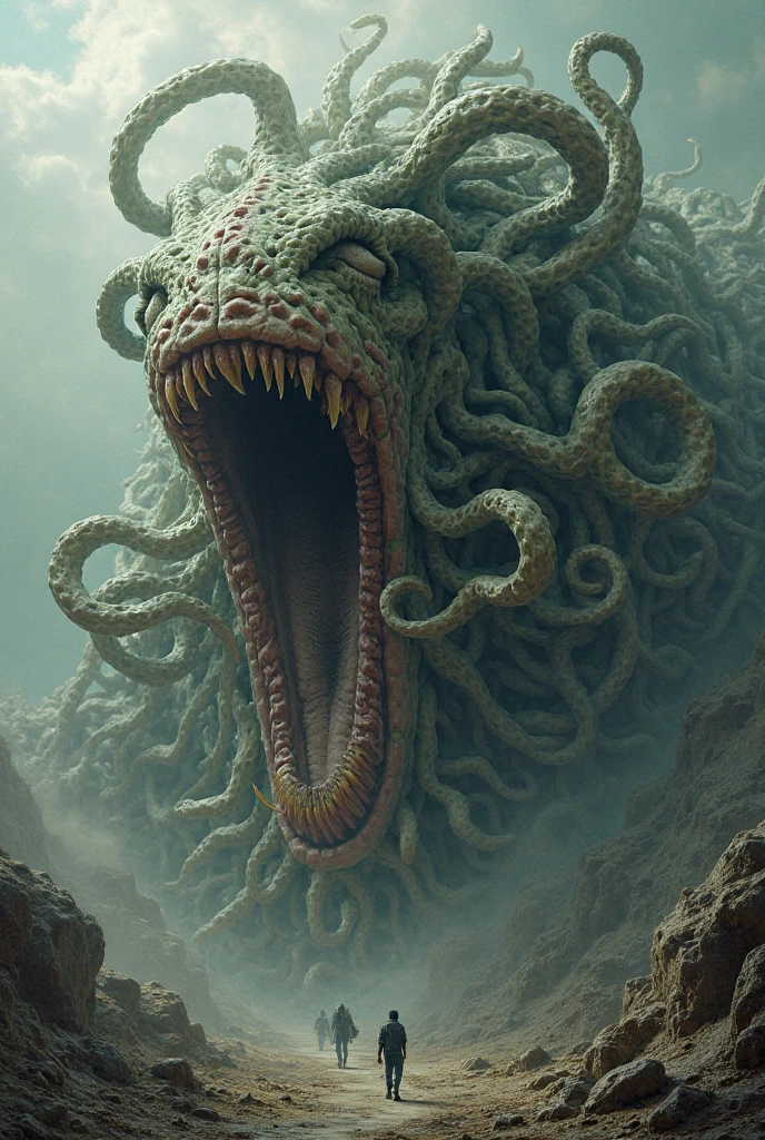 huge medusa in the forest, hollow world, shadows of brimstone, matte painting, highly detailed, natural lighting, dynamic angle, slow shutter speed, narrow angle lens, 35mm, medium shot