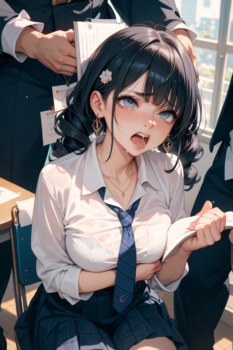 ((Highest quality)), ((masterpiece)), (detailed),Perfect Anatomy， Naked One Girl, Baby Face，，About teenage years，((1 woman and 5 boys having sex 1.5))((Highest quality, 8k, masterpiece: 1.3, One Girl, beautiful girl)), cute, dynamism,Slender body，Thin legs，Thin hands， detailedな顔, detailedな肌, fine grain, detailedな唇, detailedな舌, detailedな指, Mouth detailed, Realistic,  High resolution, Natural light, Dynamic pose, Perfect Anatomy, Toned Legs, double eyelid, Tear bags, Round eyes, Moisturized lips, Sweaty, (Black Hair, Hair between the eyes, Long Hair, hair ornamalet, ornamalet on the chest),,Sticking out tongue,Crying face， ((Open your mouth, Drooling, Lots of drooling，Cum all over me, Ecstatic face, Crying face，Ahegao:1.5)), Spread your legs, ((hands of male are grabbing her breasts1.5, Multiple Hands 1.9 )), male, the body is slim, lots hands of male are touching her body,, Cum on thighs,, vapor:1.5, Browsing Caution,  shaving，vagina,  Nipple Shape, anime，Pussy in full view，Anal fully exposed，Plenty of love juice from the pussy，completely,Intrusion,M-shaped feet,Excessive ,Blowjob,((Big Tits 1.5))，Slender body line，(((Have sex 1.5))),(((Orgy Sex Multiple Penis 1.8)))，Thick penis，Handjob，Woman grabbing penis with hand，Large scale ，5人のmales，5 Penis 18，Handjob,Woman with penis，Eyes Wide Open，Watery eye，(((Missionary 1.9))),，On the bed，Girl sleeping on her back，((Missionary Sex 1.6))，Cum in pussy 1.5