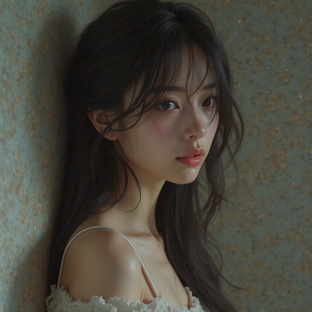 Best quality, masterpiece, ultra high res, raw photo, beautiful and aesthetic,deep shadow, dark theme,(photorealistic:1.4),
(1girl, opening coat, small face, smile, off shoulders), slim body, fit, cowboyshot, ((film grain):1.2, (35mm film)), 
outdoors, (rooftop),