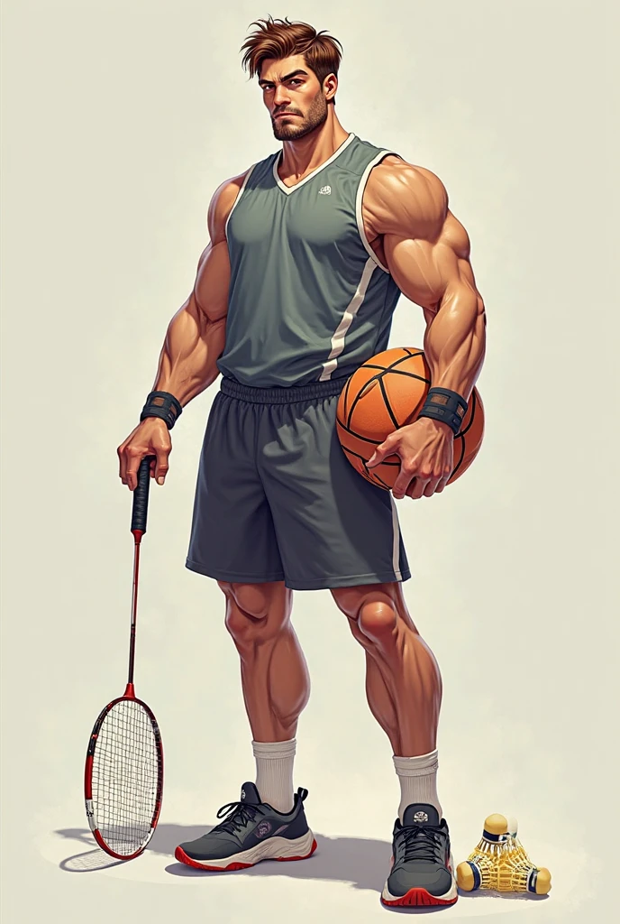 masterpiece,1boy,(shirtless),black hair,hairy body,(playing basketball),basketball court in background,<lora:bulgerk-dickprint:0.8>,<lora:eyebrows_slider_v2:2>,<lora:more_details:0.8>,