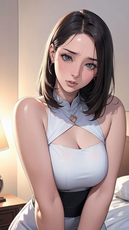 Glamorous love hotel,On a decorated bed,A Japanese woman in white underwear is holding her body, A Japanese woman with a bob cut is lying down, Two Japanese women in their 20s hugging each other, Wicked Smile, Japanese woman looking away, Random Pause,2 Japanese women,A real young gravure idol, Young and beautiful gravure idol, Chiho, 8k)), 若いSensualグラビアアイドル, Wet, Glowing Skin!!, Shiny silver, Mole under left eye,Cute freckles on the cheeks,((Beautiful Skin)),((Skin Texture)),((Real Touch)), healthy,unreddish skin, Beautiful clavicle, Tie your hair with a rubber band,ponytail, ((Embellished Detail Bra,Sensual)),