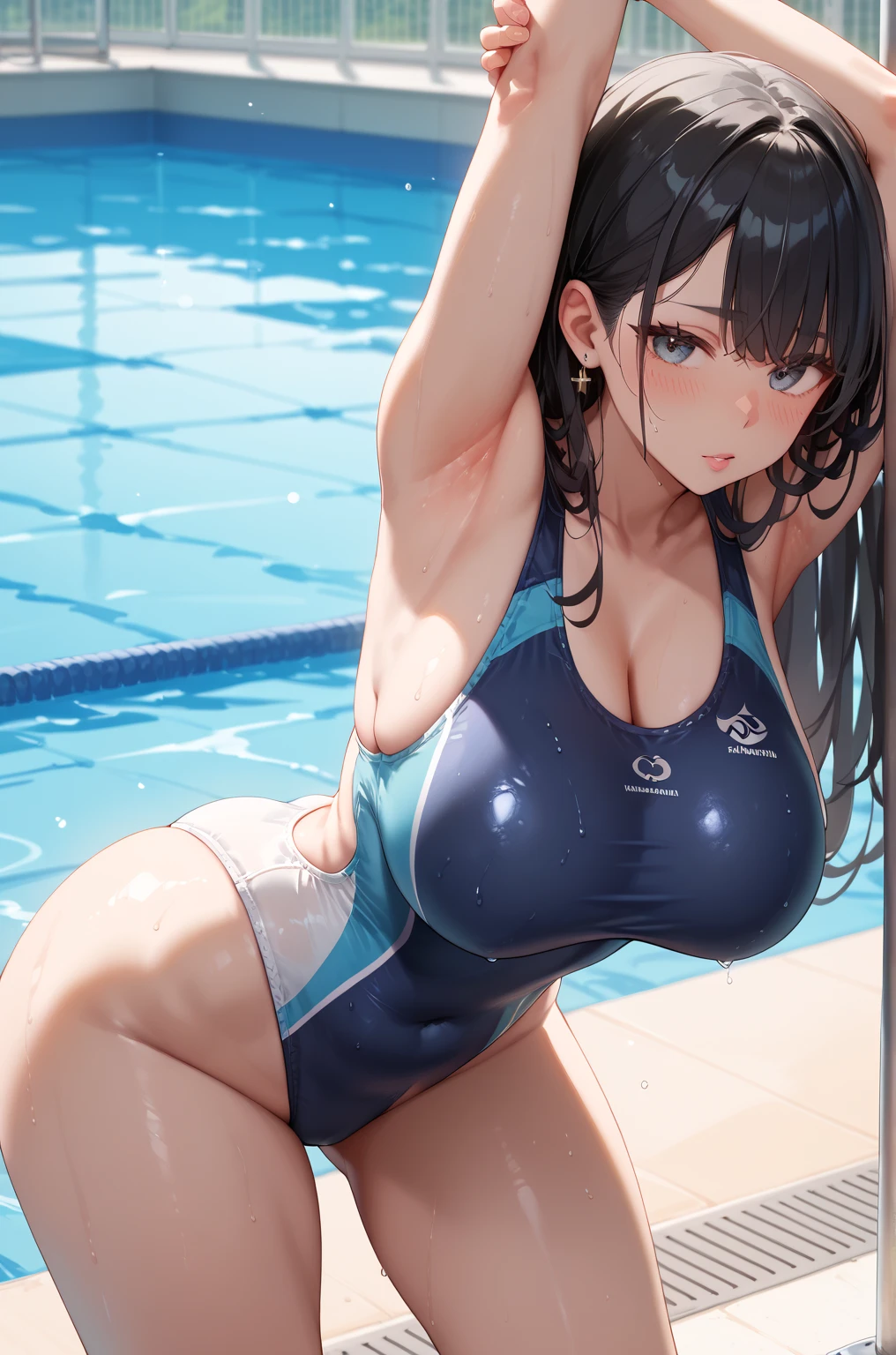 swimming uniform，Big-breasted girl，sandbeach