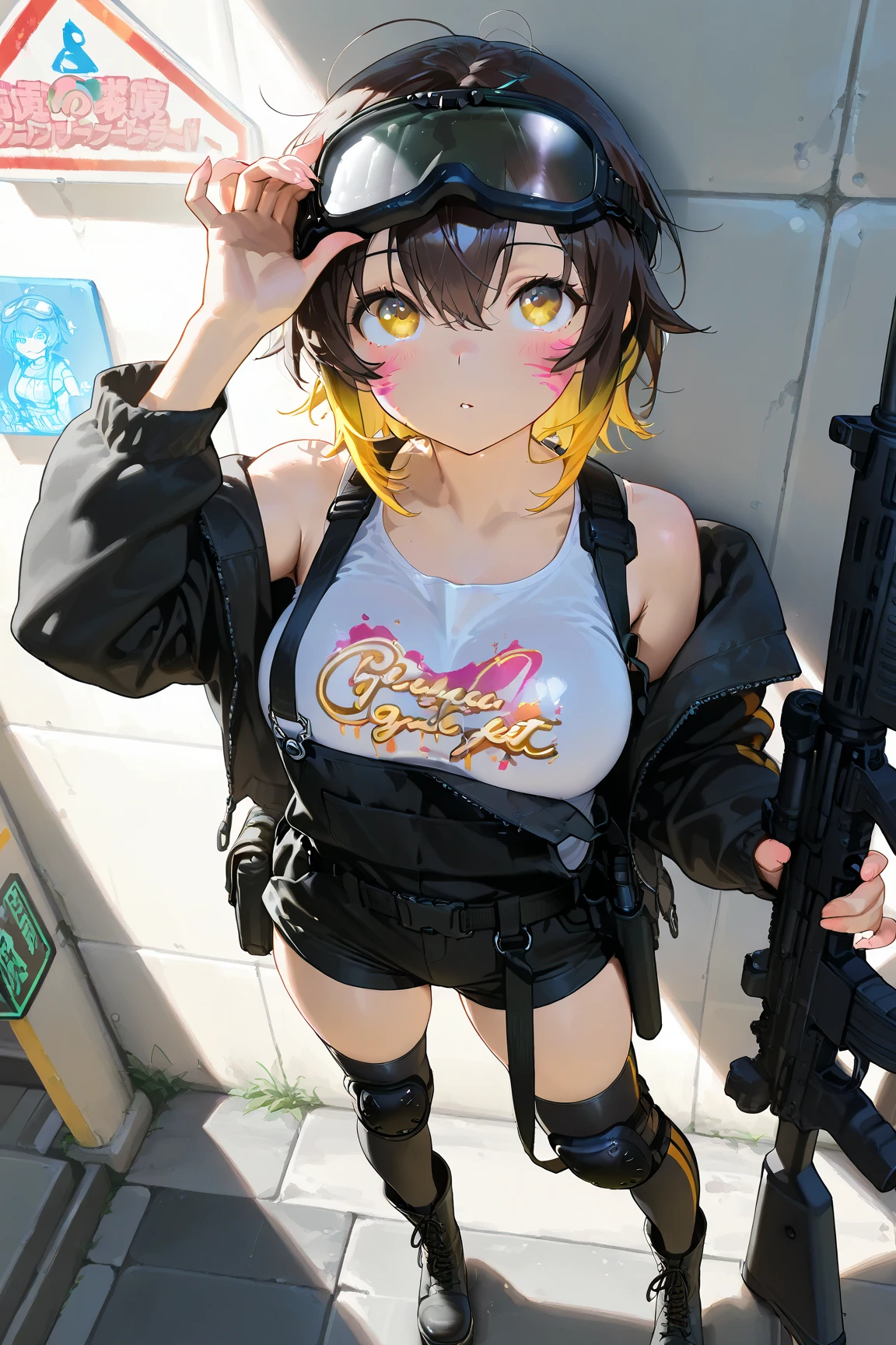 ((frombelow:1.2))、(Magazine Cover:1.8)、(Show your crotch)、 pretty 1girl, top-quality、The ultra -The high-definition、hight resolution、extremely details CG、8K Unit Wallpapers、17 age、Beautiful detailed eyes,Platinum Blonde Hair、(((Golden Bunny Girl、zippers、Black legwear、)))、(a wet body:1.4)、(Shiny body,:1.6)、 Sweat,be shy、(Ahegao:1.5)、(put out the tongue)、full of shyness、