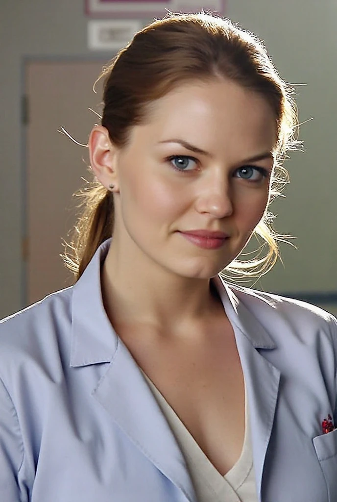Lori huge breasts cleavage，underage，anime big breast，de pele branca，white coats，Bare breasts