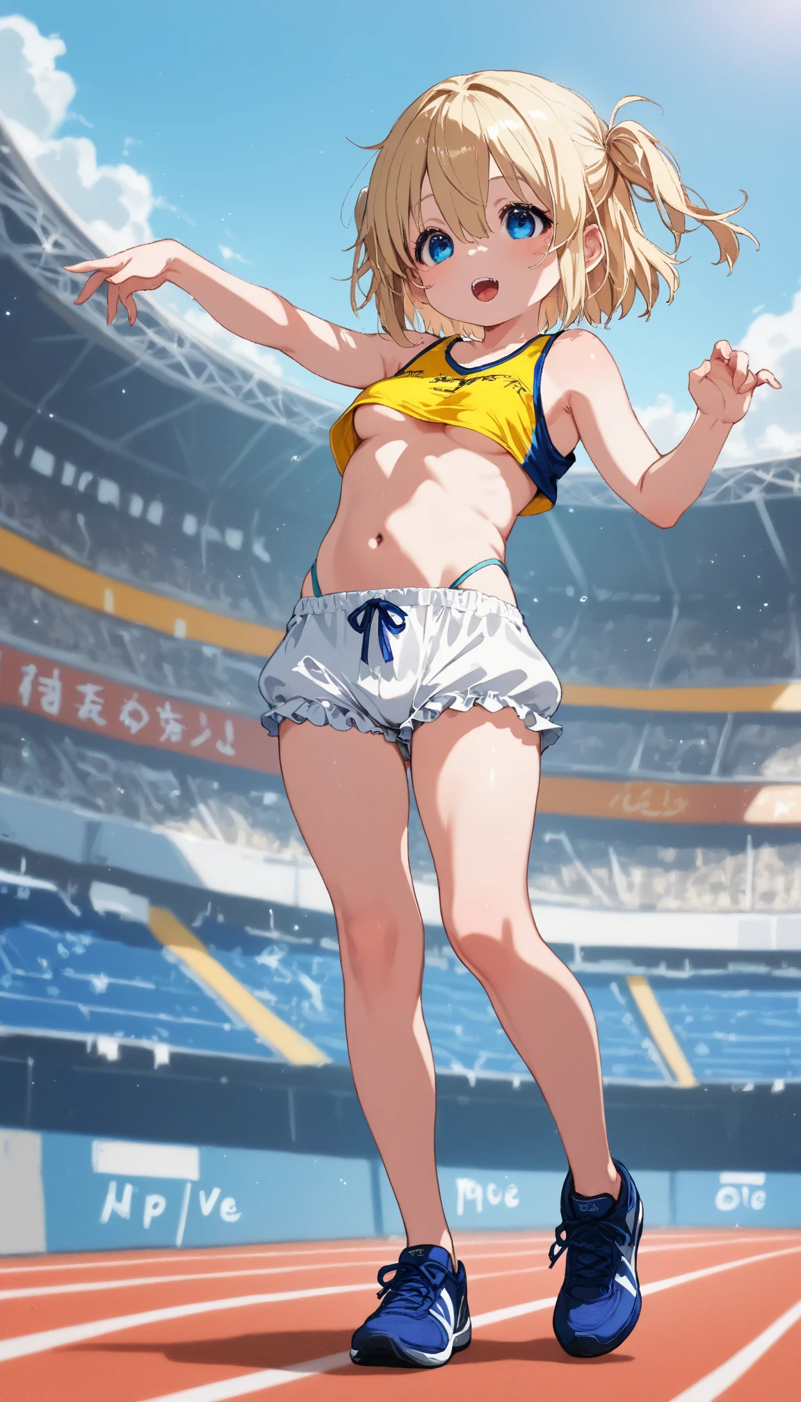 irohaisshiki, iroha isshiki, short hair, brown hair, (brown eyes:1.5), smile,happy smile, smile, open your mouth,(cheer leading), (whole body), big breasts, lower, (sweaty), sweaty Wet Clothes, (yellow clothes), , Navel support, playground, (jump), (jump), 足を曲げてjumpする, air, blue sky, Grass原, smile
チアリーダー, pom pom \(cheer leading\), Grass, smile,
break outdoors,stadium,
break looking at viewer,
break (masterpiece:1.2), highest quality, High resolution, unity 8k wallpaper, (figure:0.8), (detailed and beautiful eyes:1.6), highly detailed face, perfect lighting, Very detailed CG, (perfect hands, perfect anatomy),