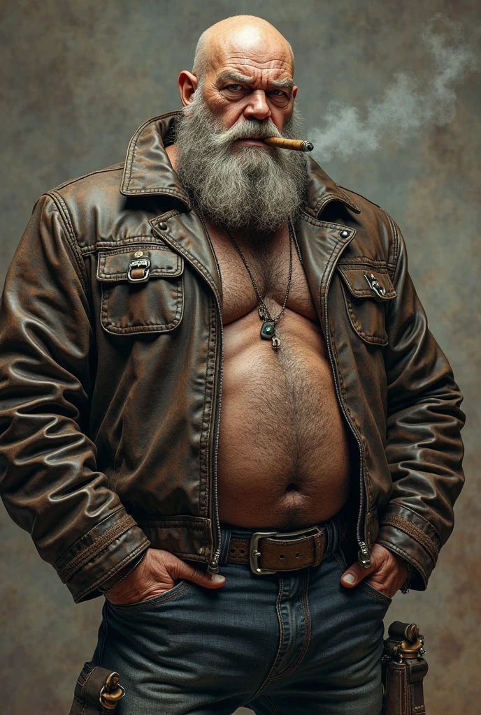 Veteran gray-haired Panzon Fat Beard with realistic epic tattoos on the sunglasses beach in a park with other men surrounding him as he poses for photos
((((HDR))))