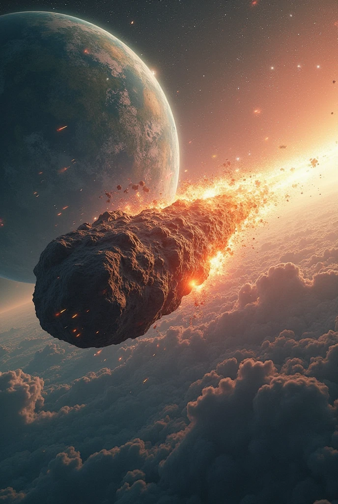 a meteorite impacting a planet