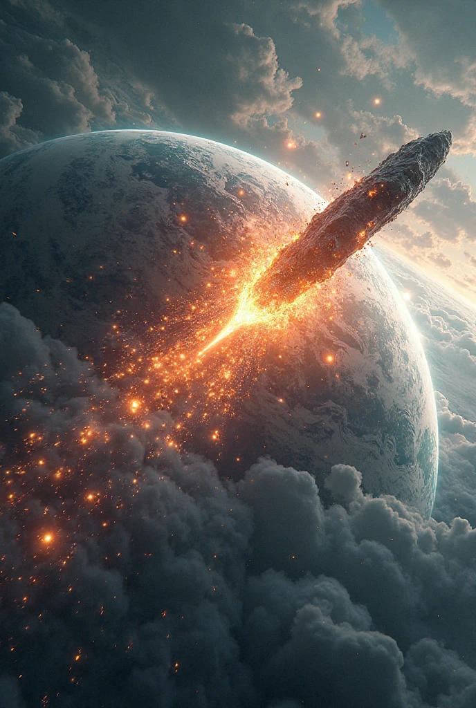 a meteorite impacting a planet