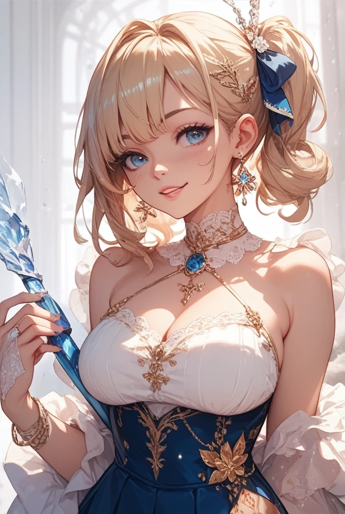 eleonora girl with masutepiece, ((hyper detailed background, Delicate pattern, intricate detailes)), (Highly detailed, Fine details), Best Quality, Beautiful lighting, ((medium breasts, Slim Girl))