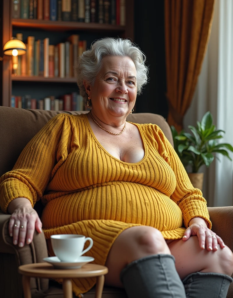 Photorealistic an older woman , 80years old, older , 1 plus size model