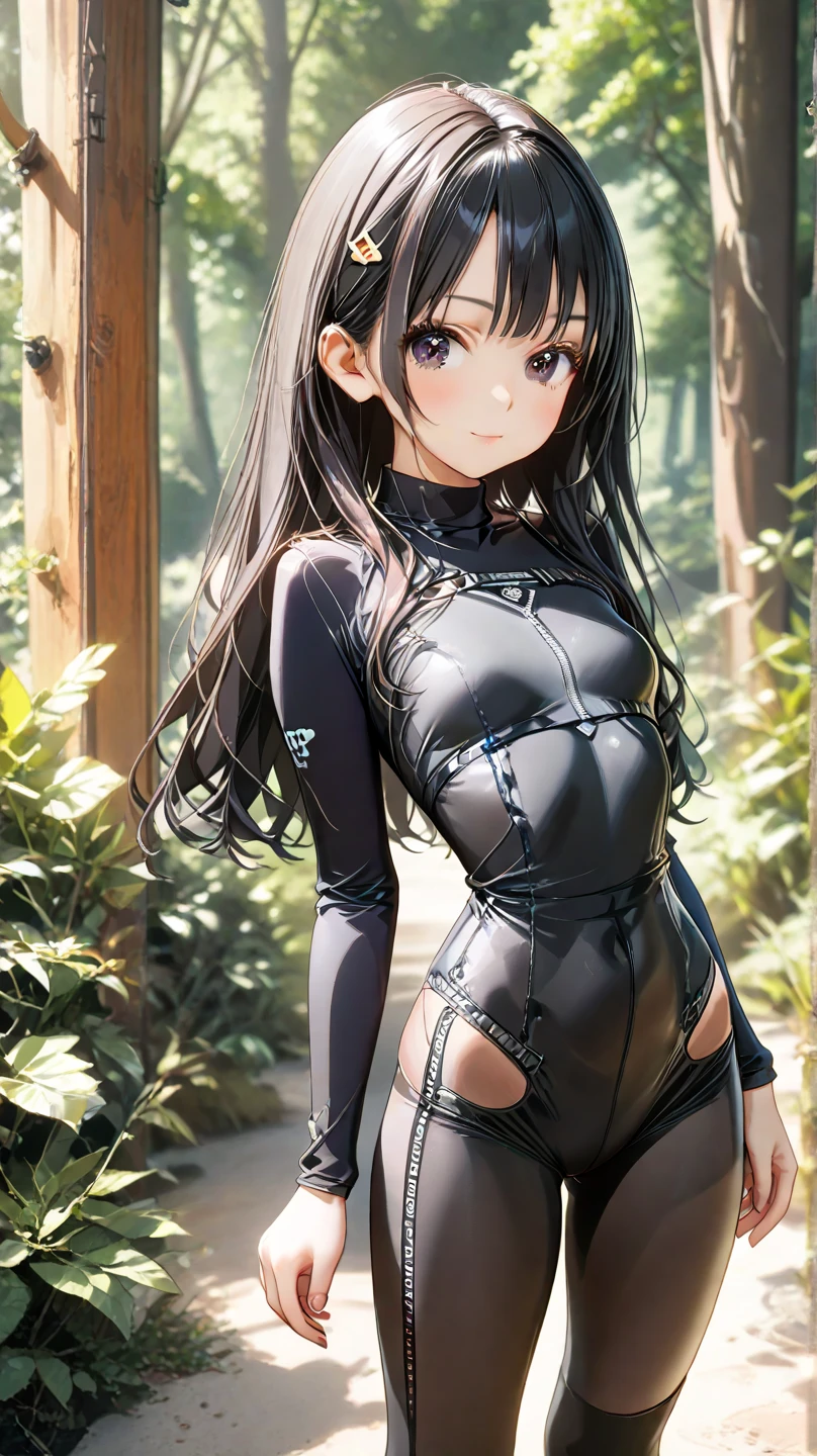 masterpiece, best quality, highres, 1girl, bdsm, bondage, looking at viewer, sleeveless, bare shoulders, (meadow:1.2), leotard, <lora:fashionableLingerieForSexBond:0.6>