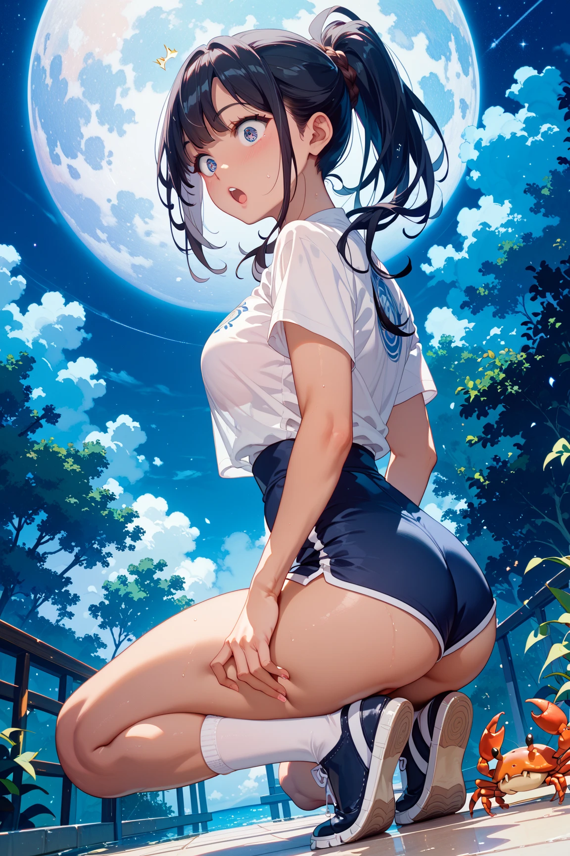 a cartoon girl standing on the roof, Ilya Kuvshinov. 4K, Ilya Kuvshinov landscape, cute anime girl crouching, artwork style : Ilya Kuvshinov, digital art Ilya Kuvshinov, breathtaking Ilya Kuvshinov, sits on a roof, seductive anime girl, Ilya Kuvshinov style