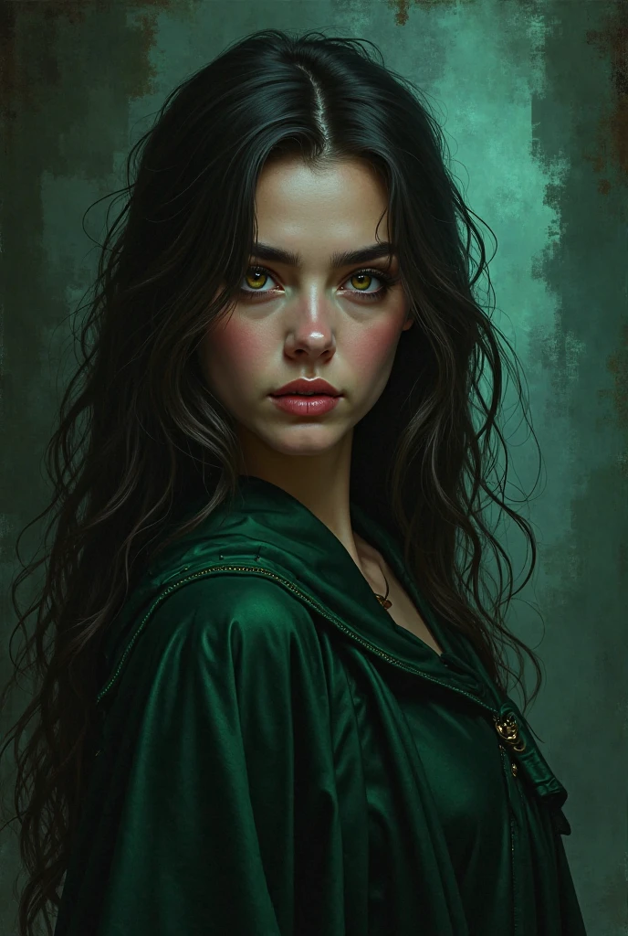 green-eyed, black-haired Slytherin, with thin lips, pale skin and aristocratic features