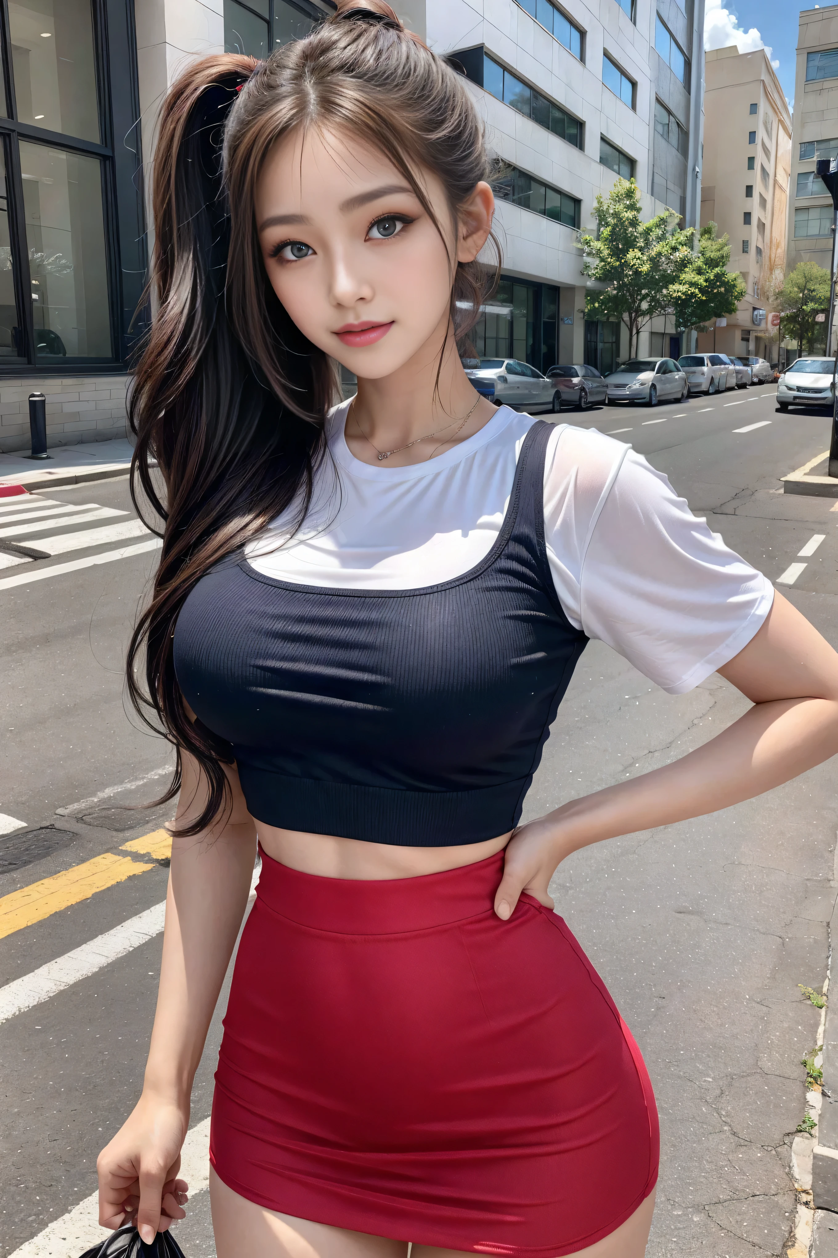 (Japanese),(26 years old), (Slender woman), (beautiful breasts),double eyelid,natural makeup,thin lips,laugh,black hair,(She&#39;s in a nature park overlooking the river),(That person has big breasts),(My chest is pointy and pointy.), (((She wears a tight pink t-shirt))), ((I&#39;m wearing purple leggings.)), (realistic), (ray tracing), (sharp focus), clavicle, (detailed face), Natural and realistic skin texture, soft face,((complete anatomy:1.4)),(A glance at her slim body:1.3),(fit clothes、A sweaty and damp t-shirt、Leggings that fit snugly over the genitals and buttocks),((look at her straight ahead、see her below)),(Leggings that dig into a woman&#39;s genitals), white sneakers, From Are, 