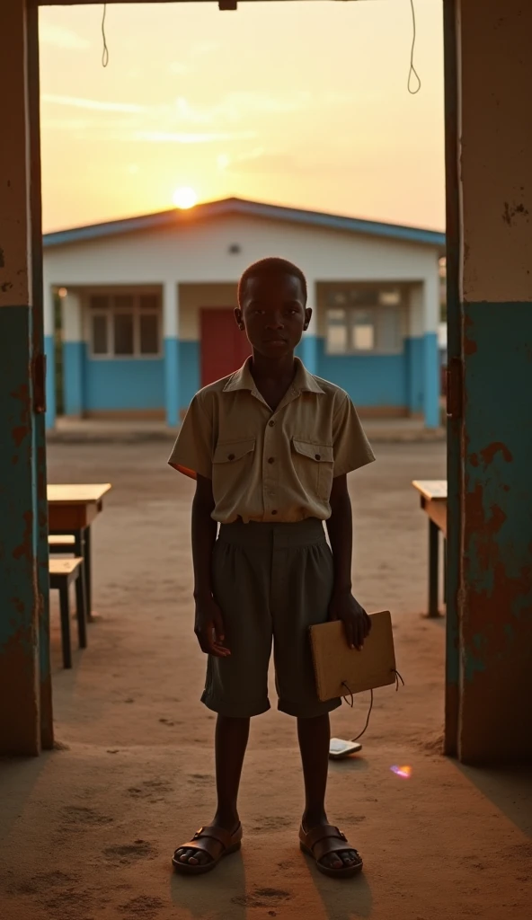 a black brazilian boy (10 years old) going to school