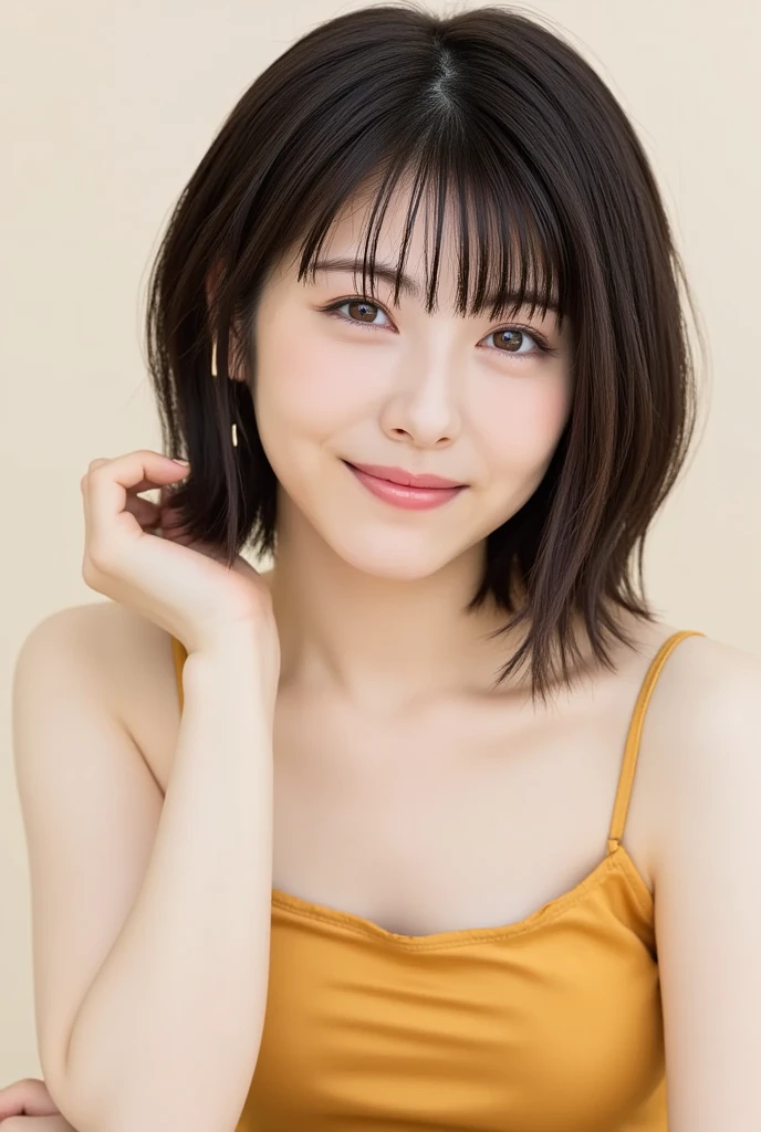 (Browsing Caution:1.2), (Nude:1.9),(Completely naked:1.9),(masterpiece:1.0), (Highest quality:1.2), (Ultra-high resolution:1.2), 8K resolution, Baby Face、(9 years old:1.2), (beautiful girl:1.2)、(Pink nipples:2)Full body image、Japanese、Baby Face、ponytail、belly button、Shaved、Show your side、Raise your arms、Show your side,(Child body type:2)、(Flat Chest:2)、Sharp focus, Cinema Lighting, Beautiful face in every detail, Detailed skin texture, Pale skin, Detailed brown hair, smile, Realistic glowing skin, Beautiful plump nipples,Slim waist, 魅惑的なsmile,(Pink areola:1.2), (Head to Knee:1.2)