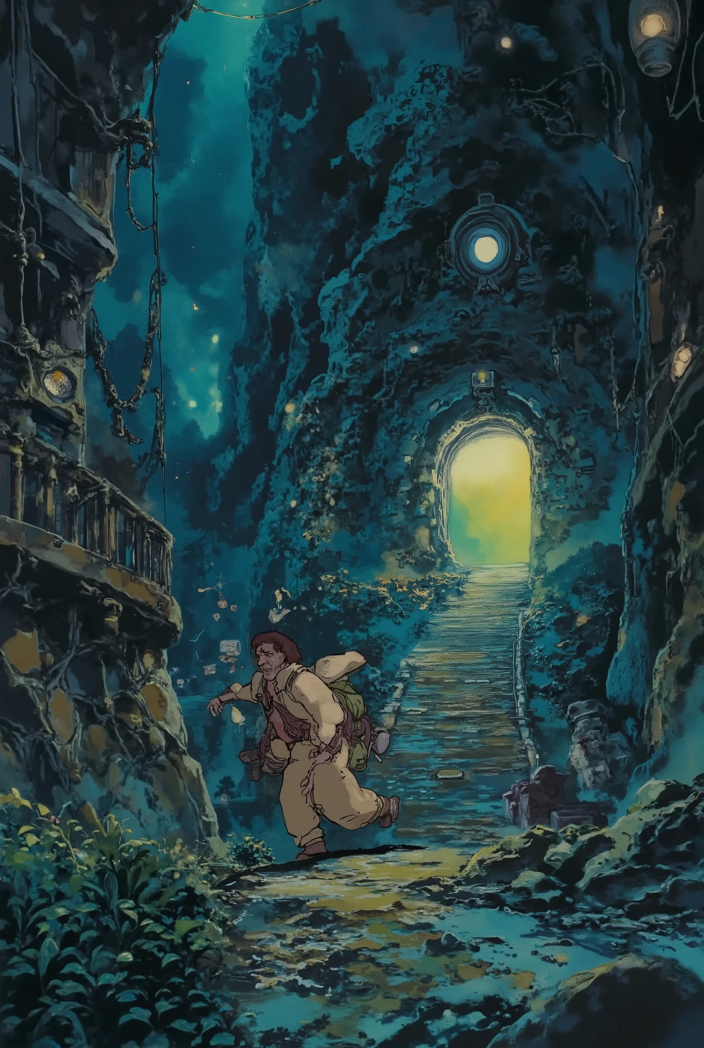 (masterpiece, best quality:1.2), alone, (A Glowing Portal in dark洞窟:2)、 Dark Dungeons 、 handheld lantern、 torch、Great adventure、Adventurer、 dark、((( Darkness)))